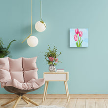 Load image into Gallery viewer, Mini Paint by numbers Pink Tulips and Blue Sky 20x20cm already framed