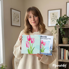 Load image into Gallery viewer, Mini Paint by numbers Pink Tulips and Blue Sky 20x20cm already framed