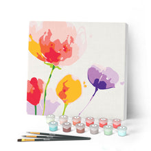 Load image into Gallery viewer, Mini Paint by numbers Colourful Flowers 20x20cm already framed