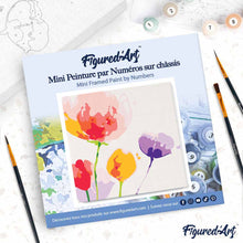 Load image into Gallery viewer, Mini Paint by numbers Colourful Flowers 20x20cm already framed