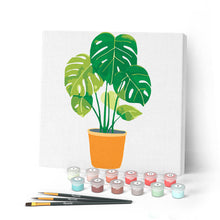 Load image into Gallery viewer, Mini Paint by numbers Beautiful Monstera Pot 20x20cm already framed