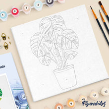 Load image into Gallery viewer, Mini Paint by numbers Beautiful Monstera Pot 20x20cm already framed