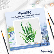 Load image into Gallery viewer, Mini Paint by numbers Abstract Aloe Vera Plant 20x20cm already framed