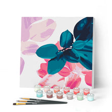 Load image into Gallery viewer, Mini Paint by numbers Abstact Leaves 20x20cm already framed