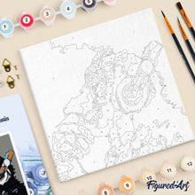 Load image into Gallery viewer, Mini Paint by numbers Monkey wearing headphones 20x20cm already framed