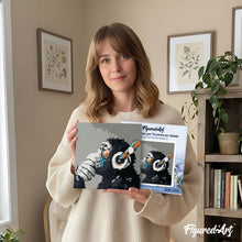 Load image into Gallery viewer, Mini Paint by numbers Monkey wearing headphones 20x20cm already framed