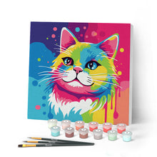 Load image into Gallery viewer, Mini Paint by numbers Cat Abstract Pop Art 20x20cm already framed Figured'Art UK