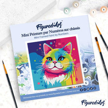 Load image into Gallery viewer, Mini Paint by numbers Cat Abstract Pop Art 20x20cm already framed