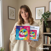 Load image into Gallery viewer, Mini Paint by numbers Cat Abstract Pop Art 20x20cm already framed