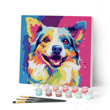 Load image into Gallery viewer, Mini Paint by numbers Dog Abstract Pop Art 20x20cm already framed Figured'Art UK