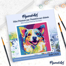 Load image into Gallery viewer, Mini Paint by numbers Dog Abstract Pop Art 20x20cm already framed