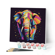 Load image into Gallery viewer, Mini Paint by numbers Elephant Abstract Pop Art 20x20cm already framed Figured'Art UK