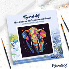 Load image into Gallery viewer, Mini Paint by numbers Elephant Abstract Pop Art 20x20cm already framed