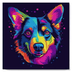 Mini Paint by numbers Neon Dog Abstract Pop Art 20x20cm already