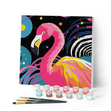 Load image into Gallery viewer, Mini Paint by numbers Flamingo Abstract Pop Art 20x20cm already framed Figured'Art UK