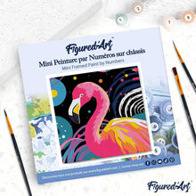 Load image into Gallery viewer, Mini Paint by numbers Flamingo Abstract Pop Art 20x20cm already framed
