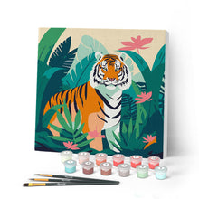 Load image into Gallery viewer, Mini Paint by numbers Tropical Bengal Tiger 20x20cm already framed Figured'Art UK