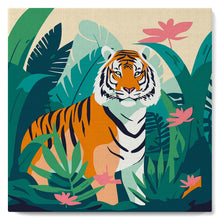 Load image into Gallery viewer, Mini Paint by numbers Tropical Bengal Tiger 20x20cm already framed
