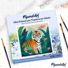 Load image into Gallery viewer, Mini Paint by numbers Tropical Bengal Tiger 20x20cm already framed