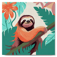 Load image into Gallery viewer, Mini Paint by numbers Tropical Sloth 20x20cm already framed