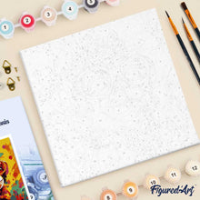 Load image into Gallery viewer, Mini Paint by numbers Fantasy monkey and flowers 20x20cm already framed