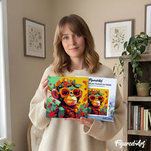 Load image into Gallery viewer, Mini Paint by numbers Fantasy monkey and flowers 20x20cm already framed