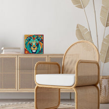 Load image into Gallery viewer, Mini Paint by numbers Lion Art-Deco Inspired Abstract 20x20cm already framed