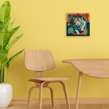 Load image into Gallery viewer, Mini Paint by numbers Tiger Art-Deco Inspired Abstract 20x20cm already framed