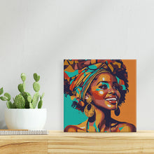 Load image into Gallery viewer, Mini Paint by numbers African Queen Pop Art 20x20cm already framed
