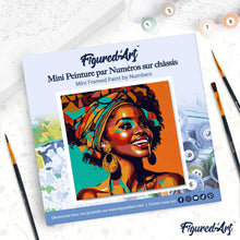 Load image into Gallery viewer, Mini Paint by numbers African Queen Pop Art 20x20cm already framed
