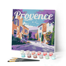 Load image into Gallery viewer, Mini Paint by numbers Travel Poster Provence Spring 20x20cm already framed Figured'Art UK