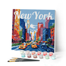 Load image into Gallery viewer, Mini Paint by numbers Travel Poster New York City 20x20cm already framed Figured'Art UK