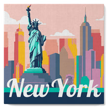 Load image into Gallery viewer, Mini Paint by numbers Travel Poster New York Statue of Liberty 20x20cm already framed