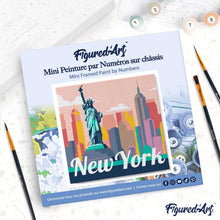 Load image into Gallery viewer, Mini Paint by numbers Travel Poster New York Statue of Liberty 20x20cm already framed