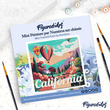Load image into Gallery viewer, Mini Paint by numbers Travel Poster California Balloons 20x20cm already framed