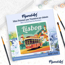 Load image into Gallery viewer, Mini Paint by numbers Travel Poster Lisbon 20x20cm already framed