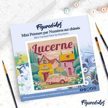 Load image into Gallery viewer, Mini Paint by numbers Travel Poster Lucerne 20x20cm already framed