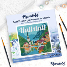 Load image into Gallery viewer, Mini Paint by numbers Travel Poster Hallstatt 20x20cm already framed