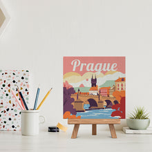 Load image into Gallery viewer, Mini Paint by numbers Travel Poster Prague 20x20cm already framed