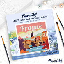 Load image into Gallery viewer, Mini Paint by numbers Travel Poster Prague 20x20cm already framed