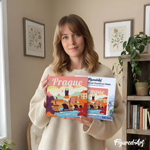 Load image into Gallery viewer, Mini Paint by numbers Travel Poster Prague 20x20cm already framed