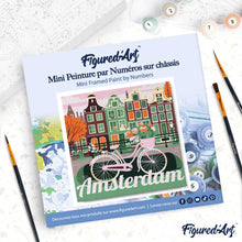 Load image into Gallery viewer, Mini Paint by numbers Travel Poster Amsterdam 20x20cm already framed