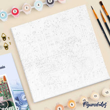 Load image into Gallery viewer, Mini Paint by numbers Travel Poster Amsterdam 20x20cm already framed