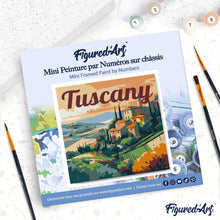 Load image into Gallery viewer, Mini Paint by numbers Travel Poster Tuscany Summer 20x20cm already framed