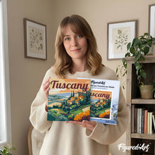 Load image into Gallery viewer, Mini Paint by numbers Travel Poster Tuscany Summer 20x20cm already framed