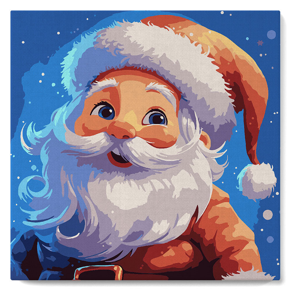 Mini Paint by numbers Smiling Santa 20x20cm already framed – Figured'Art
