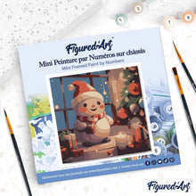 Load image into Gallery viewer, Mini Paint by numbers 8"x8" framed - Happy Snowman in the room