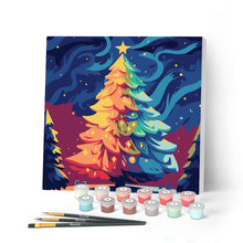 Load image into Gallery viewer, Mini Paint by numbers 8"x8" framed - Colorful Christmas Tree Figured'Art UK