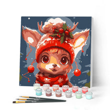 Load image into Gallery viewer, Mini Paint by numbers 8"x8" framed - Cute Fantasy Reindeer Figured'Art UK