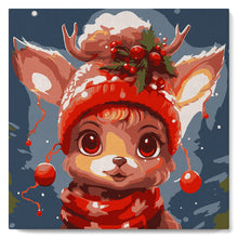Load image into Gallery viewer, Mini Paint by numbers 8"x8" framed - Cute Fantasy Reindeer